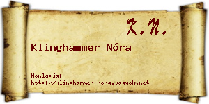 Klinghammer Nóra névjegykártya