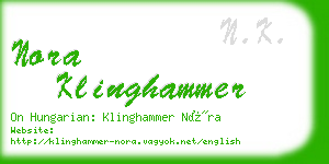 nora klinghammer business card